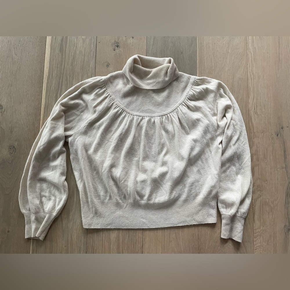 Madewell wool blend Shirred Balloon-Sleeve Turtleneck Sweater - size XL